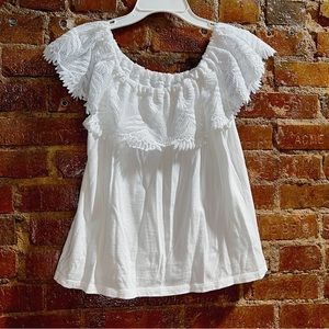 White Lace Ruffle Top